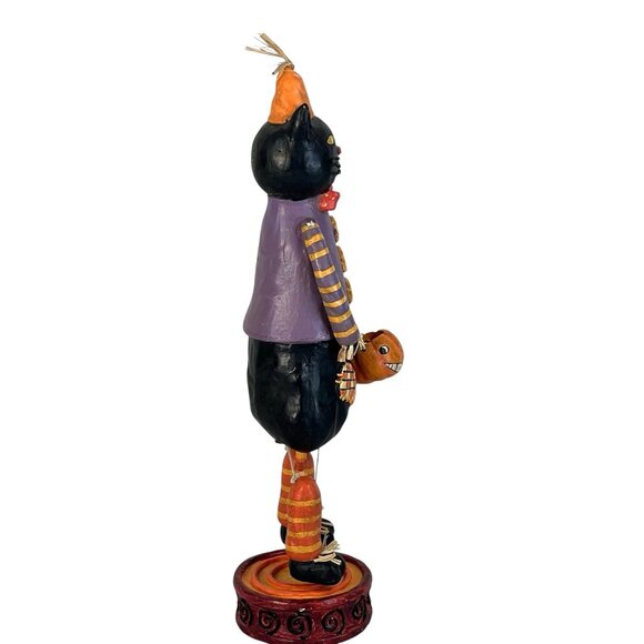 vtg Mark Roberts Black Cat Trick Treat Halloween Folk Art Figurine 16"Tall - Picture 6 of 9